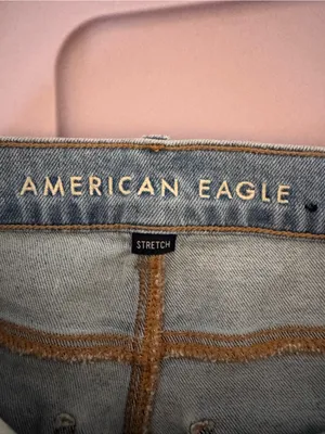 American Eagle Super High Rise Straight Jeans Light‎ Wash Size 4 thumbnail 7