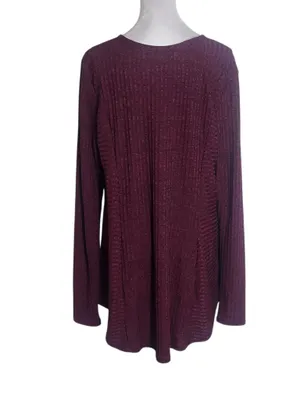 Maurices Burgundy and Black Ribbed Knit Tunic Size XL thumbnail 2