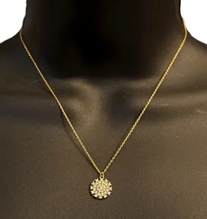 Dainty gold tone pave snowflake pendant necklace thumbnail 1