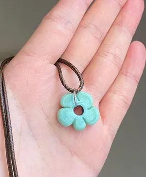 Handmade artisan chunky flower glass bead simple cute fairy boho cottage necklace💐 thumbnail 1
