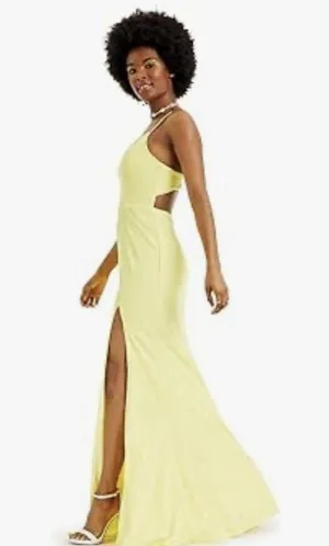 City Triangles Juniors Yellow Spaghetti Strap Formal Body Con Dress 1 thumbnail 3