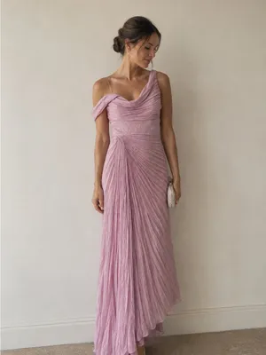 AMUR Joelle Pleated Draped Asymmetrical Gown thumbnail 2