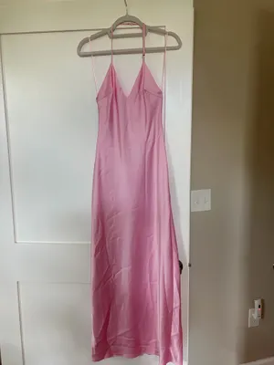 Pink Silk ZARA Dress Long thumbnail 3