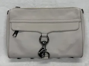 Rebecca Minkoff Crossbody Bag Leather Silver Hardware Pale Gray Small‎ thumbnail 1