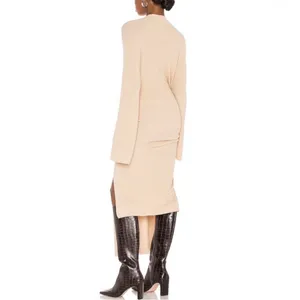 SNDYS tied up mock neck knit tunic dress in sand thumbnail 3