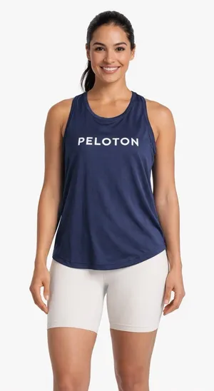 Peloton Tank Top Shirt Women's Size 1X Blue White Racerback NWOT thumbnail 1