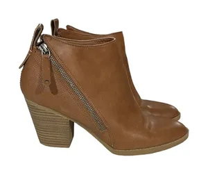 DV Dolce Vita Brown Asymmetrical Zipper Heeled‎ Booties Size 10 thumbnail 1