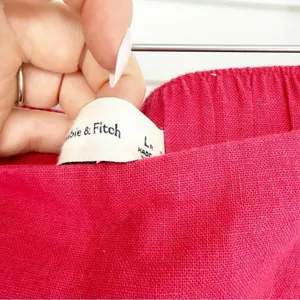 NWT Abercrombie & Fitch Wide Leg Linen Blend Trousers‎ L Pink Coastal Chic thumbnail 6