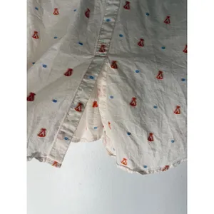 Maeve Anthropologie Shirt Womens 2 Red Button up Long Sleve Pleat Flare TeePee thumbnail 4
