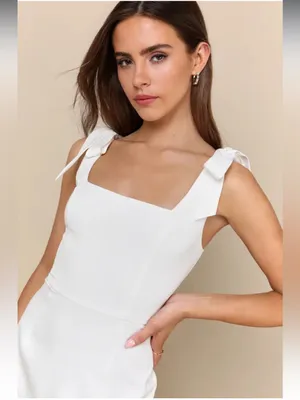 Lulus Your Sweetie White Tie-Strap Mini Dress Size Large thumbnail 4