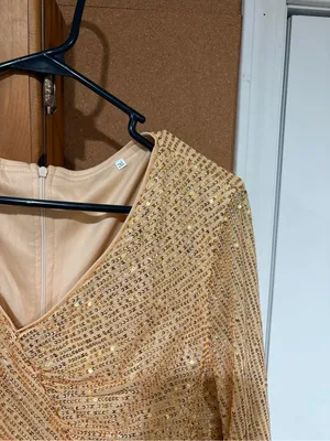 Gold Sequin Faux Wrap Maxi Dress thumbnail 2