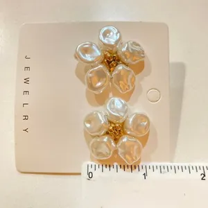 Retro‎ Imitation Pearl Baroque Big Flower Stud Earrings For Wmen white new thumbnail 3
