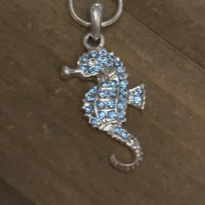 Blue Rhinestone Seahorse Pendant Silver thumbnail 3
