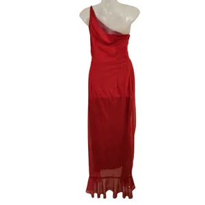 Vintage Jessica McClintock for Gunne Sax Red One Shoulder Evening Formal Dress 6 thumbnail 4