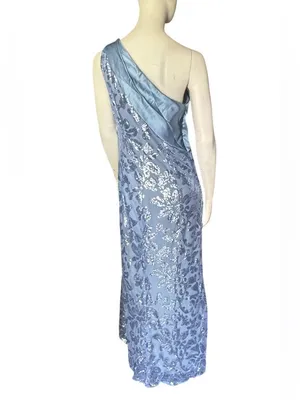 HY One Shoulder Sequin Formal Gown Blue Size 12 NWOT thumbnail 3
