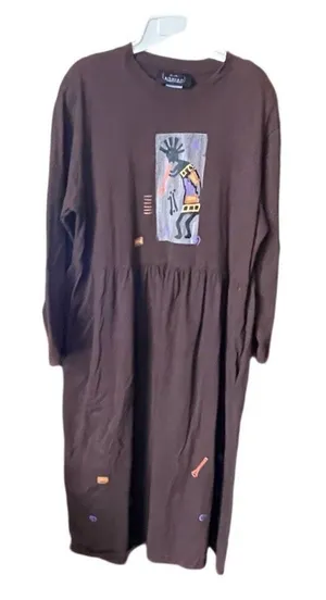Vintage L.A. art wear size XL handmade in CA Kokopelli design. thumbnail 1