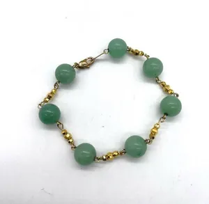Jade Bracelet with Gold plated chain Green thumbnail 1
