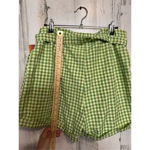 Green Gingham High Waist Tie Front Shorts Size XL thumbnail 7