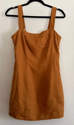 DISSH | Louise Linen Square Neck Mini dress - Light Brown | US Size 4 AU Size 8 thumbnail 1
