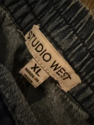 Studio West Two-Tone Denim Paneled A-Line Skirt xl thumbnail 2