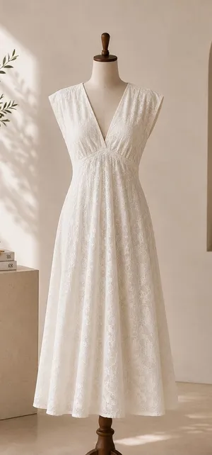 NWT BOSS Floral Lace Midi Dress Size 6 Luxury Designer Ivory Dress thumbnail 1
