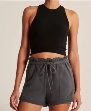 Abercrombie & Fitch Charcoal Gray Drawstring Shorts thumbnail 1
