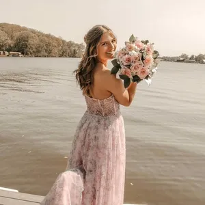 Jovani Dress peal pink long flowing prom dress thumbnail 3