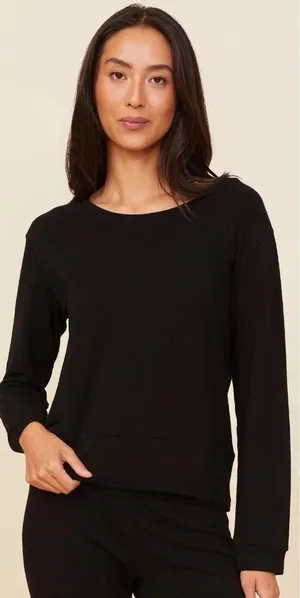 Monrow Classic Black‎ Crewneck Pullover Sweatshirt Size Medium Black thumbnail 1