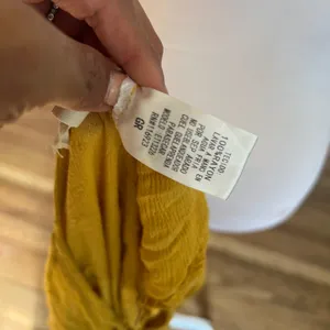 Easel Los Angeles Mustard Yellow Swiss Dot Tie Front Ruffle Peplum Blouse L thumbnail 4