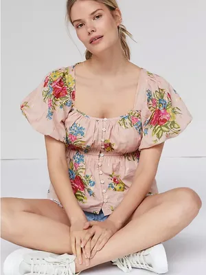 ANTHRO‎ | Love The Label Rosette Babydoll Blouse thumbnail 1