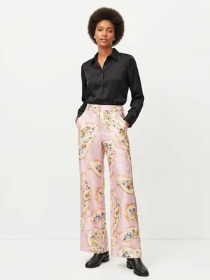 NWT Tory Burch Silk Cargo Pant in Pink Porcelain Floral Wide Leg Pants 4 thumbnail 2