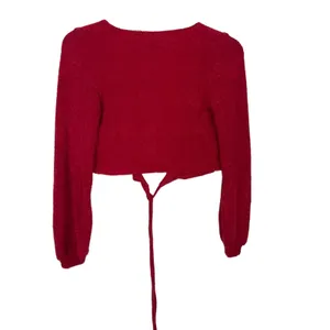Hollister Wrap Eyelash Crop Sweater Size Small Red Fuzzy Cozy Y2K thumbnail 6
