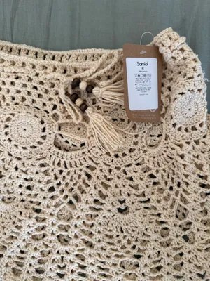 NWT Samiol beige acrylic knit crochet skirt thumbnail 4