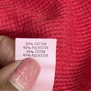 Aerie Henley thermal women’s M red waffle knit distressed neckline long sleeve thumbnail 4