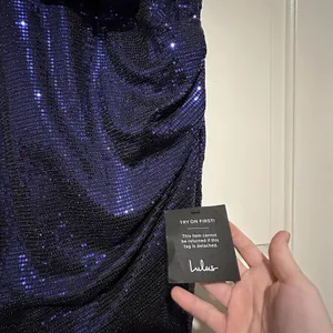Lulus Women’s Shiny Purplish Blue Party Dress Sz XL Gathered Side thumbnail 13