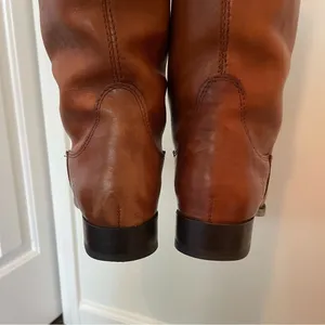 Frye Melissa Logo Leather Riding Boots Cognac Brown Sz 6.5 thumbnail 10