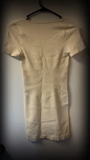 OQQ Women's Ribbed Square Neck Short Sleeve Fitted Mini Dress thumbnail 3