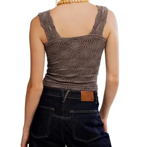 Intimately Free People Love Letter Cami Brown‎ Textured Crop Square Neck Top thumbnail 4