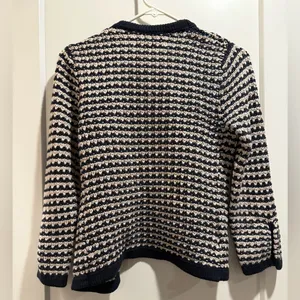 LOFT Navy and Cream Striped Cardigan‎ Size M thumbnail 2