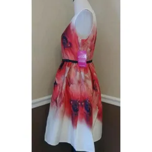 Little Mistress Ivory Watercolor Floral Dress US 10 Cocktail Retro Modcloth Elate Evening $129 thumbnail 4