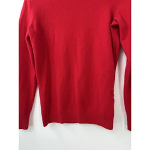 Talbots Pure Cashmere Turtleneck Red Holiday Christmas Minimalist Sweater Bright thumbnail 2