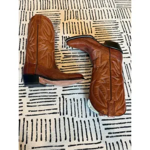 Vintage Exotic Lizard Leather Cowboy Boots Brown Western Unmarked thumbnail 3