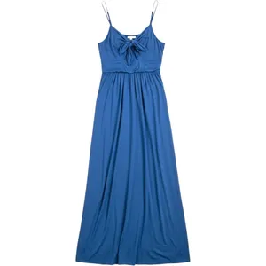 Moulinette Soeurs Anthropologie Blue Jersey Maxi Dress Tie Front Empire Waist M thumbnail 3