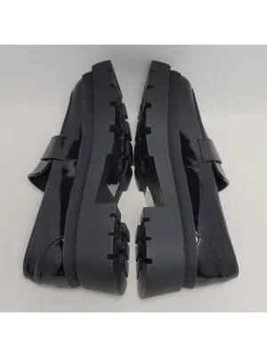 New York & Company Women's Penny Chunky Lug Sole Black Patent Leather Loafers 9 thumbnail 11