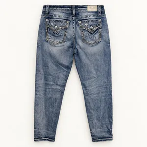 Miss Me Womens Mid Rise Ankle Skinny Distressed Embellished Jeans 34 E3498AK3A thumbnail 2
