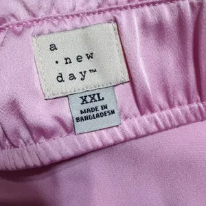 A New Day Pink Satin Midi‎ Slip Skirt XXL Elastic Waist Side Slit RN17730 thumbnail 4