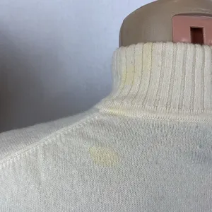 100% Cashmere Parisian Ivory Cream Long sleeve Mock Turtleneck Sweater L thumbnail 5