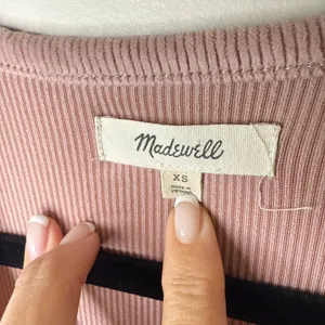 Madwell‎ Ribbed Velvet Surplice Peplum XS Top Mauve Dusty Rose Long Sleeves Soft thumbnail 7