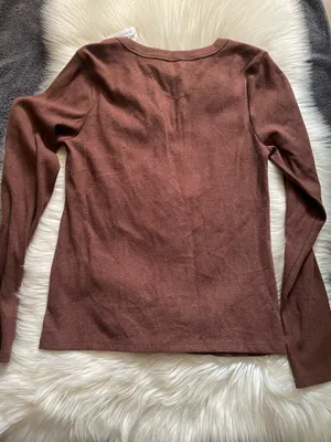 OLD NAVY • T-SHIRTS Women brown V-neck long sleeve knit thumbnail 5