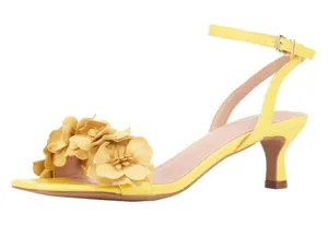 NWT New York Company Womens Gwendolyn Kitten Heel Floral Yellow 6M thumbnail 1